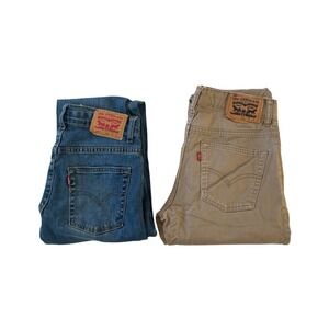 Levi's Boys Size 14 Reg, Lot of 2, Jeans Khaki & Medium Wash 511 Slim 98% Cotton